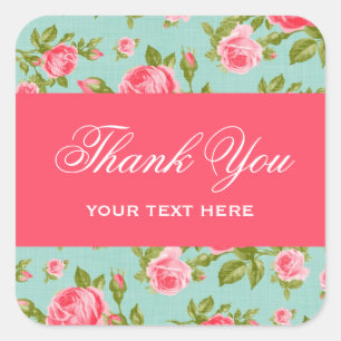 Girly Chic Elegant  Floral Rozen Vierkante Sticker