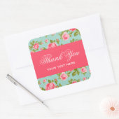 Girly Chic Elegant Floral Rozen Vierkante Sticker (Envelop)