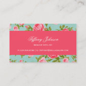 Girly Chic Elegant  Floral Rozen Visitekaartje (Achterkant)