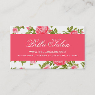 Girly Chic Elegant  Floral Rozen Visitekaartje