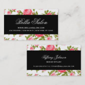 Girly Chic Elegant  Floral Rozen Visitekaartje (Voorkant / Achterkant)