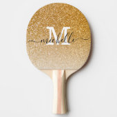 Girly Chic Elegant Gold Glitter Ombre Monogram Tafeltennisbatje (Voorkant)