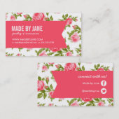 Girly Chic Elegante  Bloemen Rozen & Lint Visitekaartje (Voorkant / Achterkant)