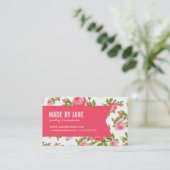 Girly Chic Elegante  Bloemen Rozen & Lint Visitekaartje (Staand voorkant)