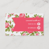 Girly Chic Elegante  Bloemen Rozen & Lint Visitekaartje (Achterkant)