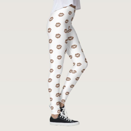 Girly Chic Faux Gold Glitter Lips Patroon Leggings (Rechts)