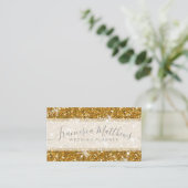 Girly Chic Faux Gold Glitter Script Swashes Visitekaartje (Staand voorkant)