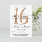 Girly Chic Faux Gold Glitter Wit Zoet 16 Kaart (Staand voorkant)