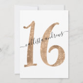 Girly Chic Faux Gold Glitter Wit Zoet 16 Kaart (Achterkant)