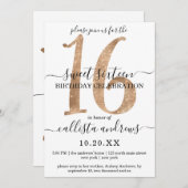 Girly Chic Faux Gold Glitter Wit Zoet 16 Kaart (Voorkant / Achterkant)