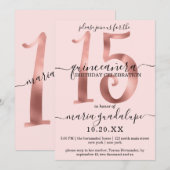 Girly Chic Faux Roos Gold Blush Pink Quinceañera Kaart (Voorkant / Achterkant)