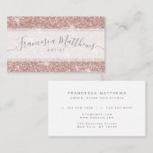 Girly Chic Faux Roos Gold Glitter Script Sparkle Visitekaartje (Voorkant / Achterkant)