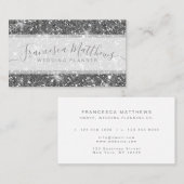 Girly Chic Faux Silver Glitter Script Swashes Visitekaartje (Voorkant / Achterkant)