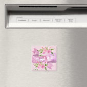 Girly Chic Floral Blush Pink Rose Dank je Magneet (Insitu (Vaatwasser))