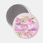Girly  Chic Floral Blush Pink Rose Dank je Magneet (Voorkant / Achterkant)