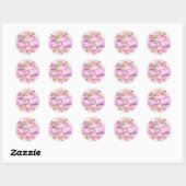 Girly  Chic Floral Blush Pink Rose Dank je Ronde Sticker (Vel)