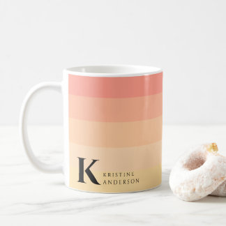 Girly Chic Gentle Peach Ombre Classic Monogram Koffiemok