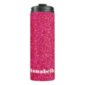 Girly chic glossy shine hot roze gepersonaliseerd thermosbeker (Voorkant)
