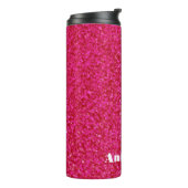 Girly chic glossy shine hot roze gepersonaliseerd thermosbeker (Gedraaid links)