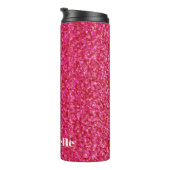 Girly chic glossy shine hot roze gepersonaliseerd thermosbeker (Geroteerd rechts)