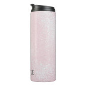 Girly chic glossy shine licht roze gepersonaliseer thermosbeker (Geroteerd rechts)