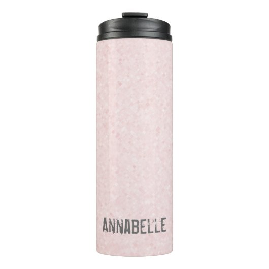 Girly chic glossy shine roze gepersonaliseerd thermosbeker (Voorkant)