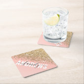Girly Chic Gold Confetti Pink Gradient Monogram Kartonnen Onderzetters (Insitu)