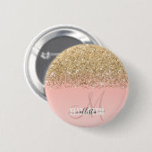 Girly Chic Gold Confetti Pink Gradient Monogram Ronde Button 5,7 Cm (Voorkant /achterkant)