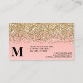Girly Chic Gold Confetti Pink Gradient Monogram Visitekaartje (Achterkant)