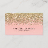 Girly Chic Gold Confetti Pink Gradient Monogram Visitekaartje (Voorkant)
