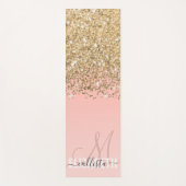 Girly Chic Gold Confetti Pink Gradient Monogram Yogamat (Voorkant)