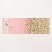 Girly Chic Gold Confetti Pink Gradient Monogram Yogamat (Voorkant (horizontaal))