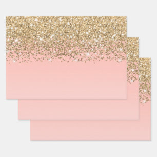 Girly Chic Gold Confetti roze gradiënt ombre Inpakpapier Vel
