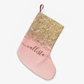 Girly Chic Gold Confetti roze gradiënt ombre Kleine Kerstsok (Voorkant (Hangend))