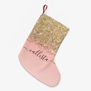 Girly Chic Gold Confetti roze gradiënt ombre Kleine Kerstsok