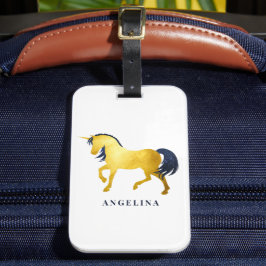 Girly Chic Gold en Celestial Unicorn gepersonalise Bagagelabel