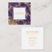 ** Girly Chic Gold Paarse Marmeren Haar Make-up Vierkante Visitekaartje (Voorkant / Achterkant)