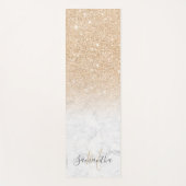 Girly chic goud glitter ombre marmer monogram yogamat (Voorkant)