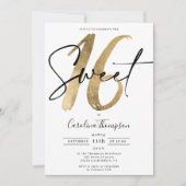 Girly chic gouden rand script foto Sweet 16 Kaart (Voorkant)