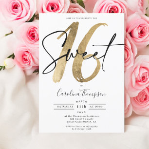 Girly chic gouden rand script foto Sweet 16 Kaart