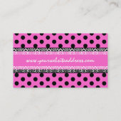 Girly Chic Hot Pink en Black Polka Dots Visitekaartje (Achterkant)