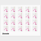 Girly Chic Hot Roze Elektrische Gitaar Witte Strep Vierkante Sticker (Vel)