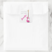 Girly Chic Hot Roze Elektrische Gitaar Witte Strep Vierkante Sticker (Tas)