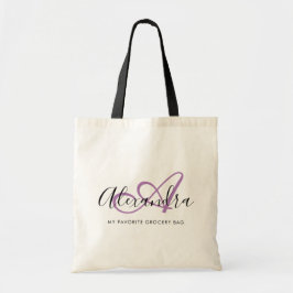Girly Chic Lavander Elegant Script Name Monogram Tote Bag