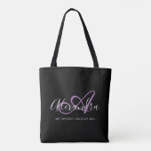Girly Chic Lavander Elegant Script Name Monogram Tote Bag (Achterkant)