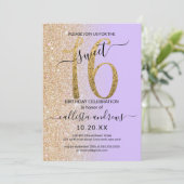 Girly Chic Lavendel Goud Glitter Ombre Sweet 16 Kaart (Staand voorkant)