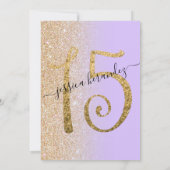 Girly Chic Lavendel Gouden Glitter Ombre Quinceañe Kaart (Achterkant)