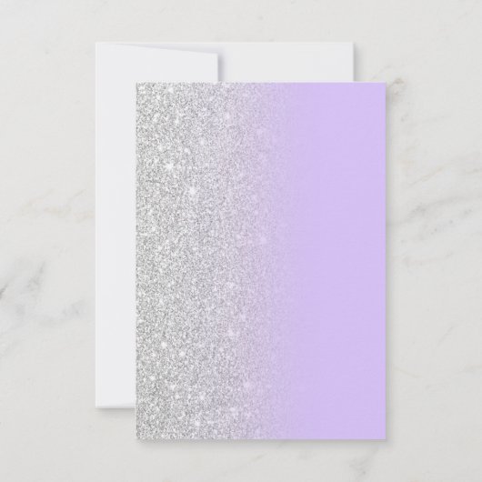 Girly Chic Lavender Silver Glitter Ombre Sweet 16 Bedankkaart (Achterkant)