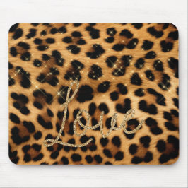 Girly Chic Leopard Gold Glitter Liefde Muismat