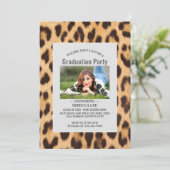 Girly Chic Leopard Print Afstudeerfeest Kaart (Staand voorkant)